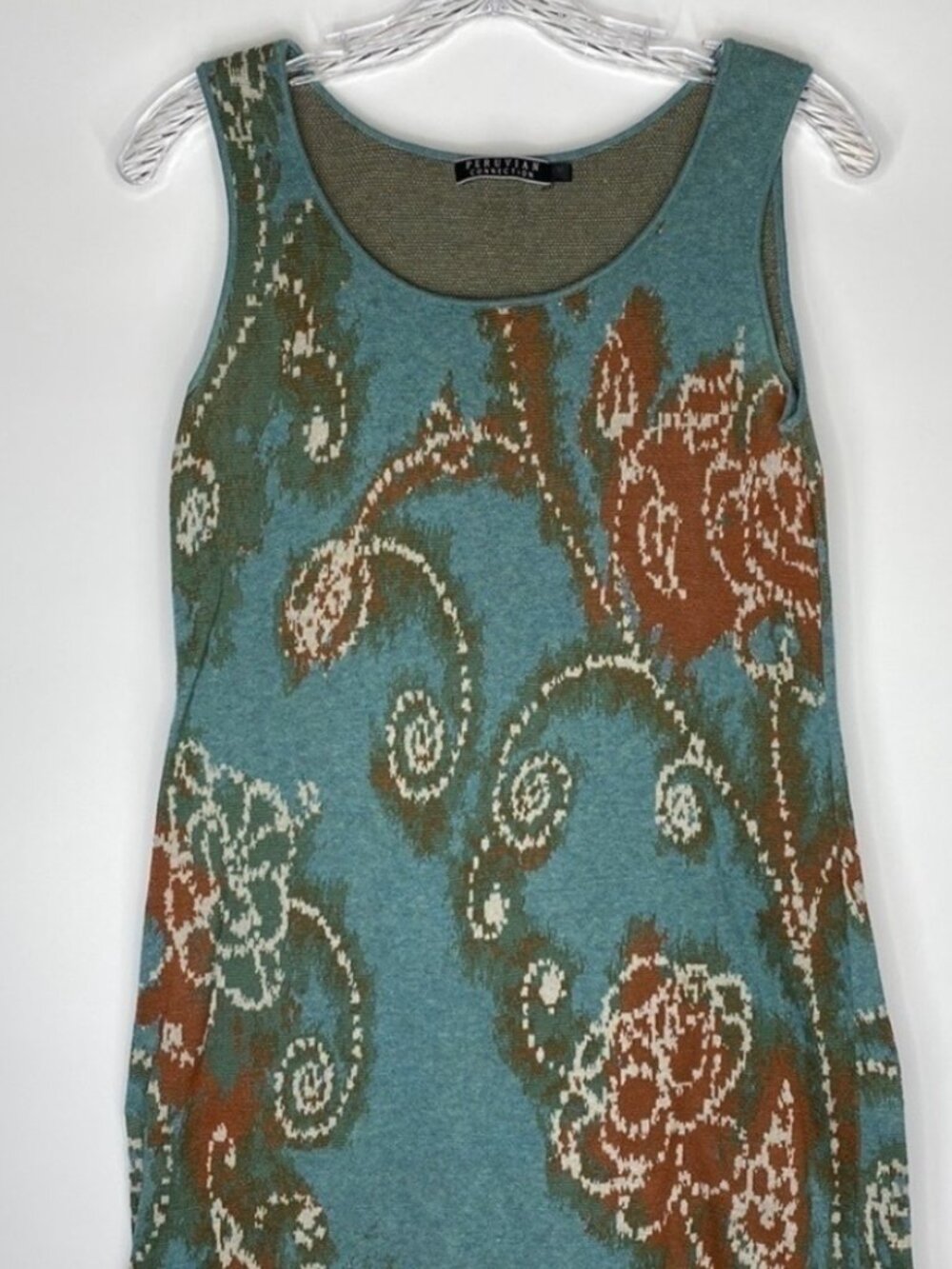 Peruvian Connection Blue Floral Pima Cotton Maxi Sleeveless Dress Size Medium - Picture 7 of 7
